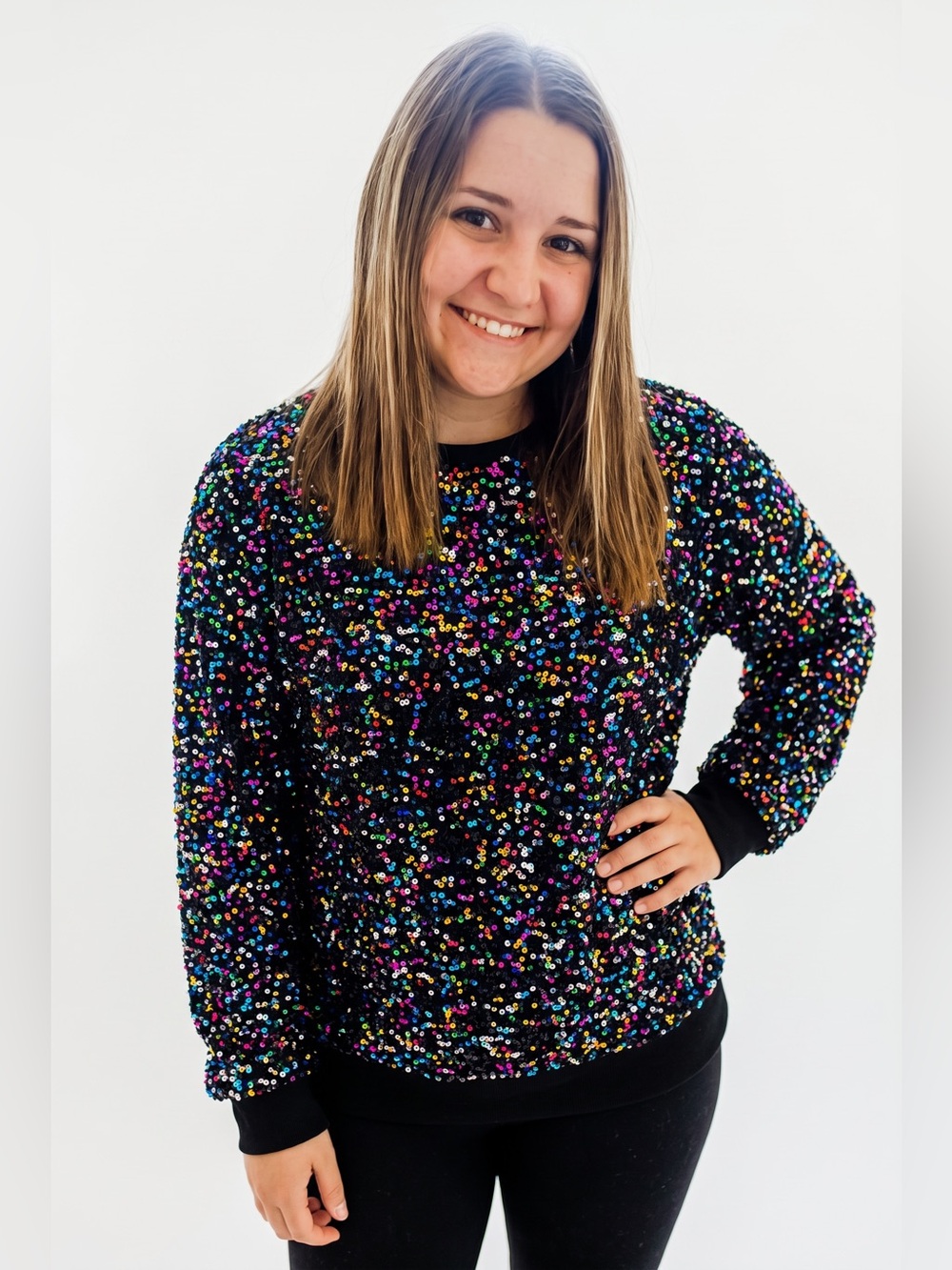 Shiraleah Black Confetti Speckle Sequin Sweatshirt